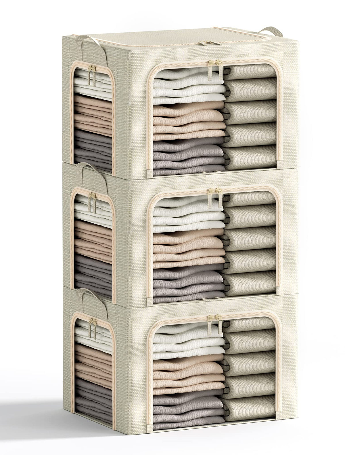 3 Openings Clothes Storage Bins with Metal Frame