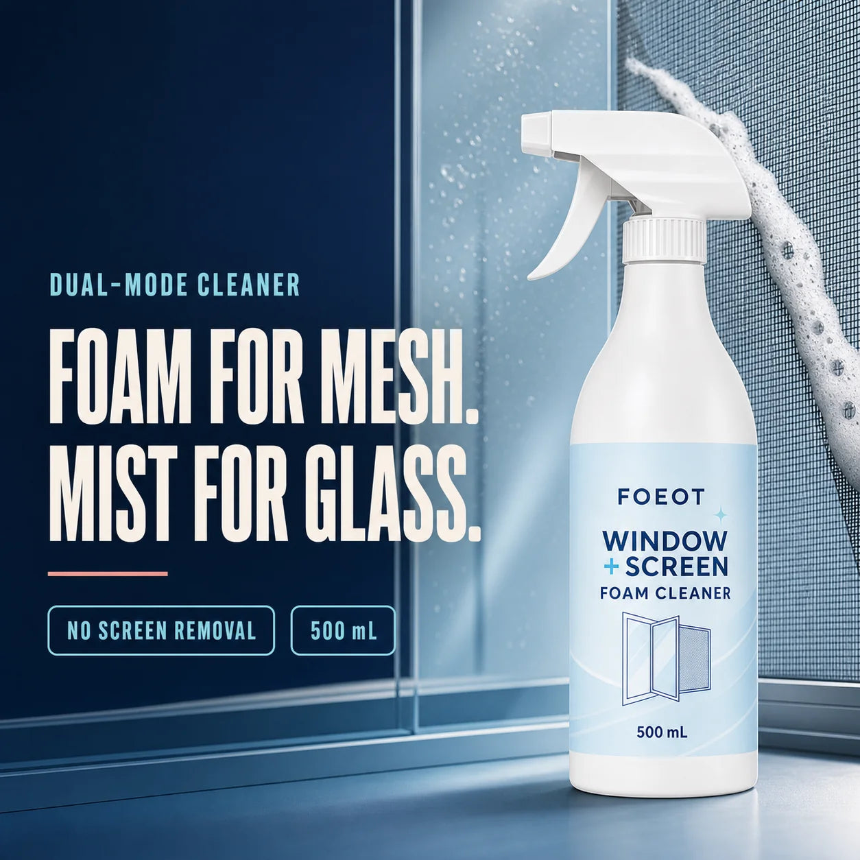 FOEOT Window + Screen Foam Cleaner — 500 mL