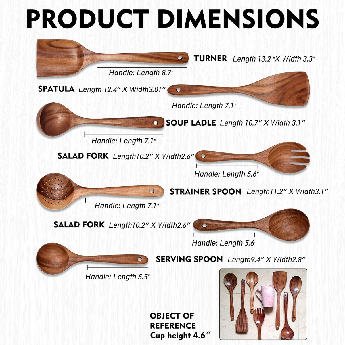 Wooden Non-Stick Kitchen Pan Toolset 7 Pieces Set