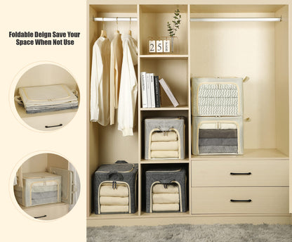 3 Openings Clothes Storage Bins with Metal Frame
