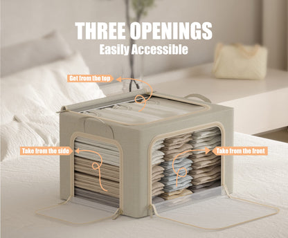 3 Openings Clothes Storage Bins with Metal Frame
