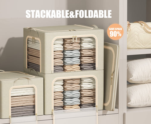3 Openings Clothes Storage Bins with Metal Frame