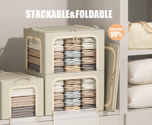 3 Openings Clothes Storage Bins with Metal Frame