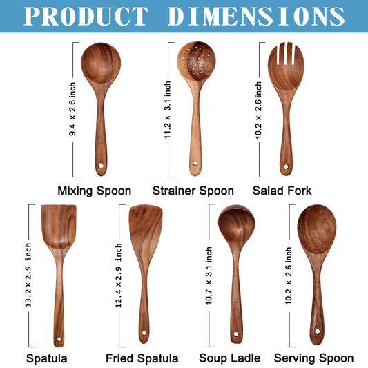 Wooden Non-Stick Kitchen Pan Toolset 7 Pieces Set