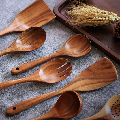 Wooden Non-Stick Kitchen Pan Toolset 7 Pieces Set