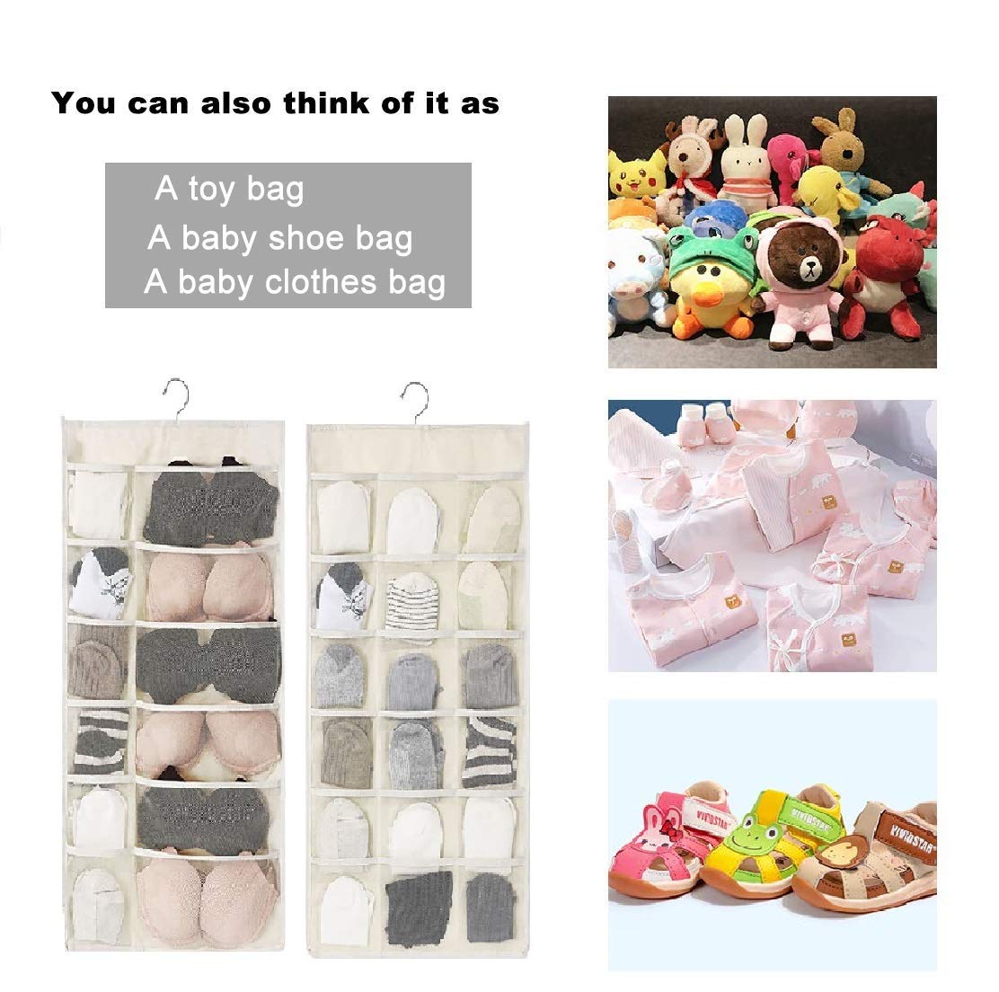 Closet Hanging Organizer with Mesh Pockets & Rotating Metal Hanger