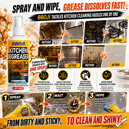 BUY 1, GET 1 FREE 🔥 BBOJI Kitchen Degreaser | Spray, Wait & Wipe Away Tough Grease ✨ Perfect for Range Hoods, Stovetops & Ovens