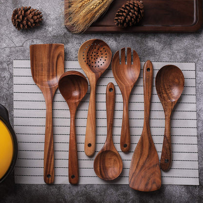 Wooden Non-Stick Kitchen Pan Toolset 7 Pieces Set