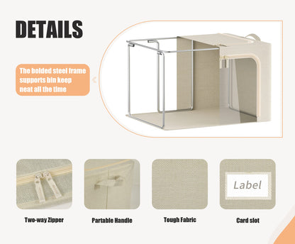 3 Openings Clothes Storage Bins with Metal Frame