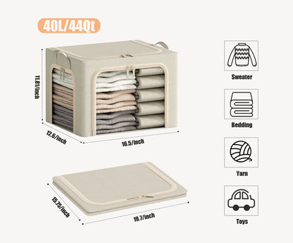 3 Openings Clothes Storage Bins with Metal Frame