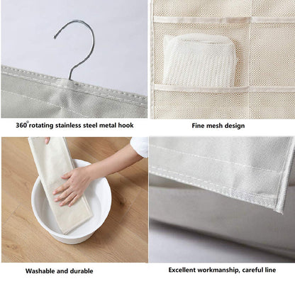 Closet Hanging Organizer with Mesh Pockets & Rotating Metal Hanger