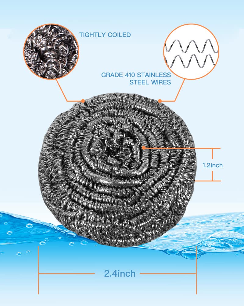 Grade 410 stainless steel scourer dimensions and tightly coiled wire construction